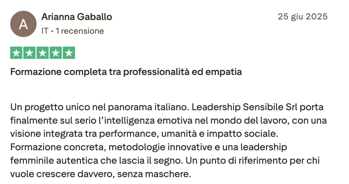 Recensione Trustpilot — Arianna Gaballo