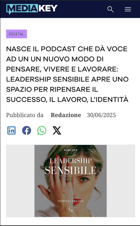 Articolo su MediaKey — nasce il podcast Leadership Sensibile